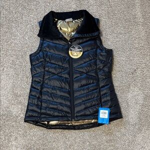 Black Quilted Vest with Gold Lining